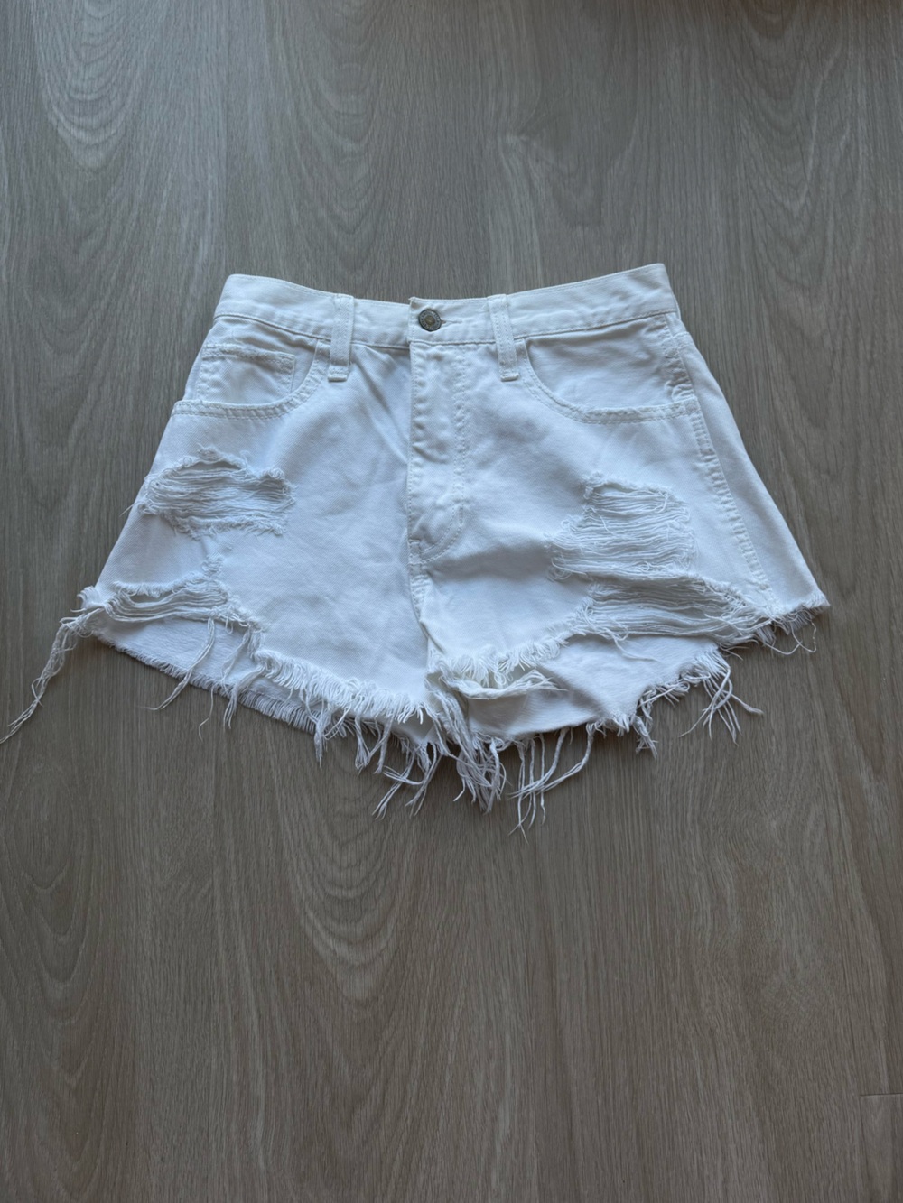Hollister White Denim Cutoff Shorts Frayed Hem Size 1 W25
